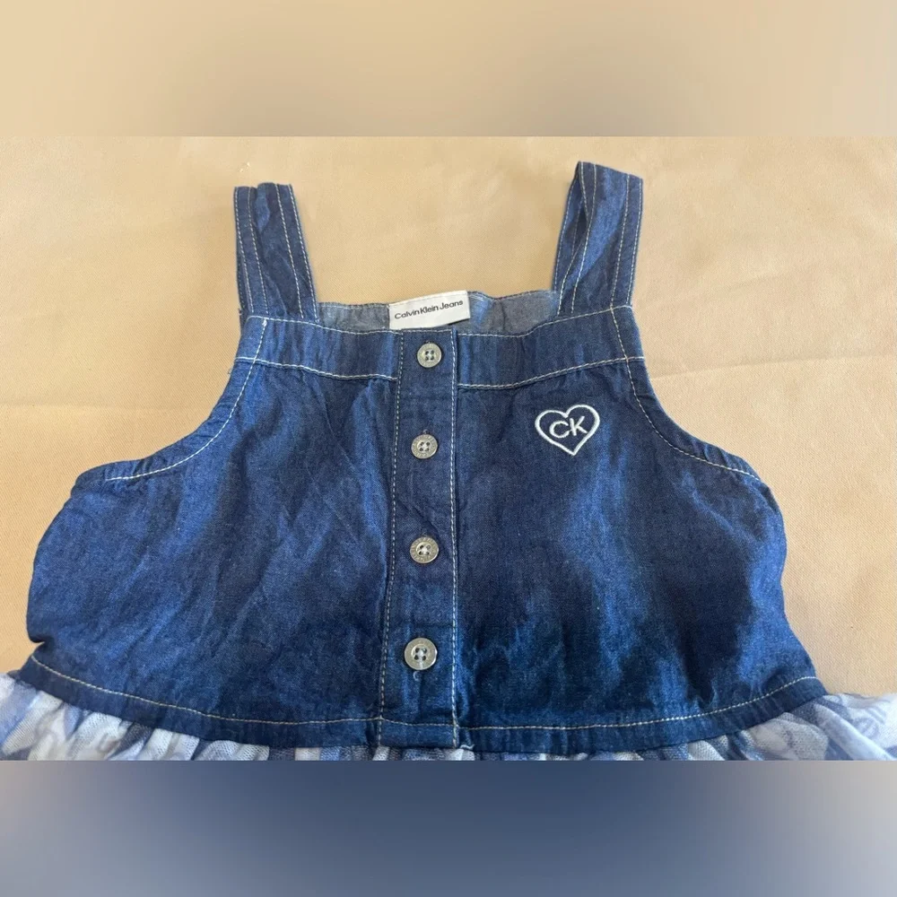 Calvin Klein Jeans Blue and White Heart Dress‎